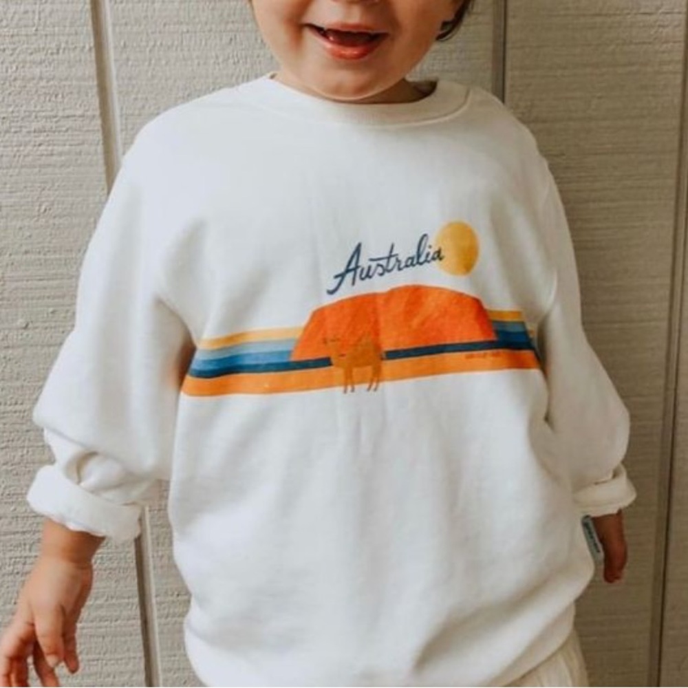 Goldie + Ace Australia Kids Crewneck Cotton Antique White Sweatshirt 3T